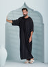 Men's Moroccan Thobe in Black, Othman Thobe