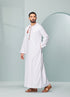 Men's Omani Style Thobe in White with Copper Tassel