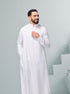 Men's Traditional Saudi Collared Thobe in White | Thobeluxe