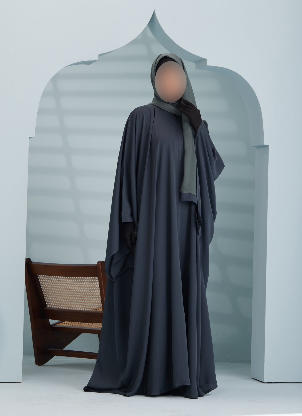 Women's Premium Batwing Abaya with Scarf in Charcoal