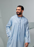 Men's Premium Emaar Thobe in Sky Blue with Tassel Thobeluxe