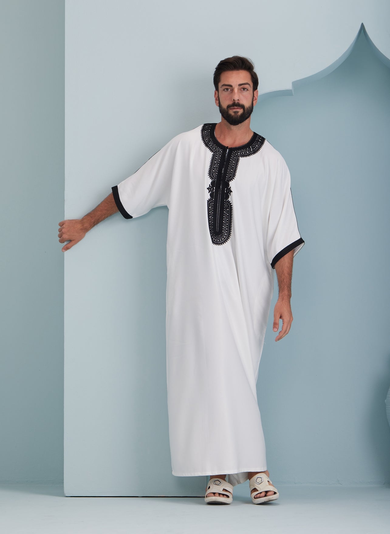 Men's white Moroccan Thobe Gandoura Thobes