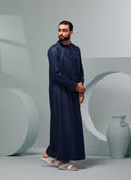 Men's Premium Emaar Thobe in Navy Blue with Tassel Thobeluxe