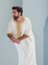 Thobeluxe mens moroccan thobe in white and gold