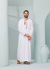 Men's Omani Style Thobe in White with Copper Tassel