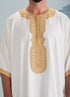 Thobeluxe mens moroccan thobe in white and gold