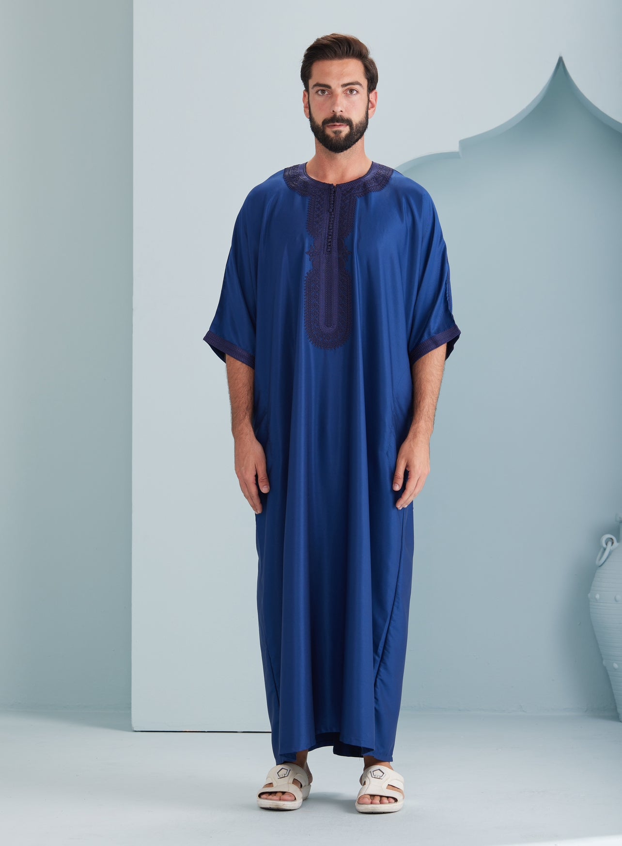 Navy Blue Traditional Moroccan Thobes by Thobeluxe