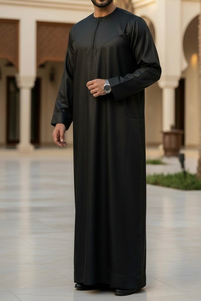 Black Silky Omani Thobe TL Essentials