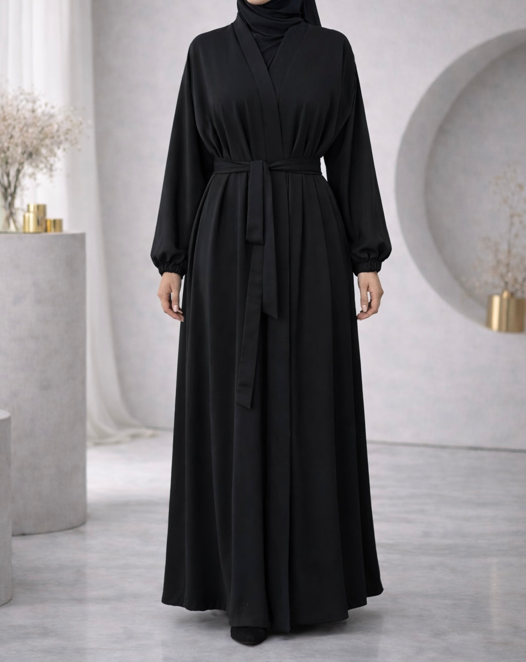 Classic Nidha Open Abayas Cuffed Sleeve