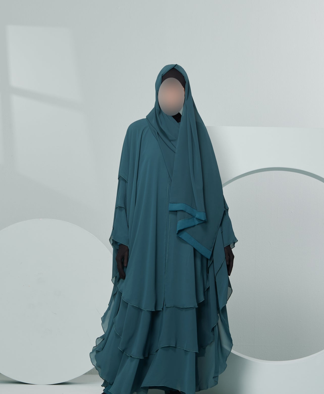 Women's Farasha Style Abaya with scarf in Teal