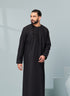 Men's Omani Style Thobe in Black with Black Tassel