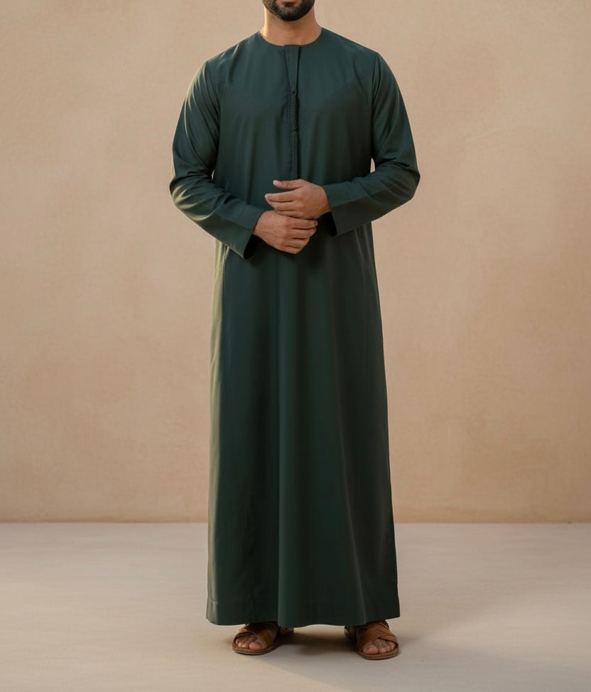 Emaar Matte Forest Green Premium Emirati Thobe