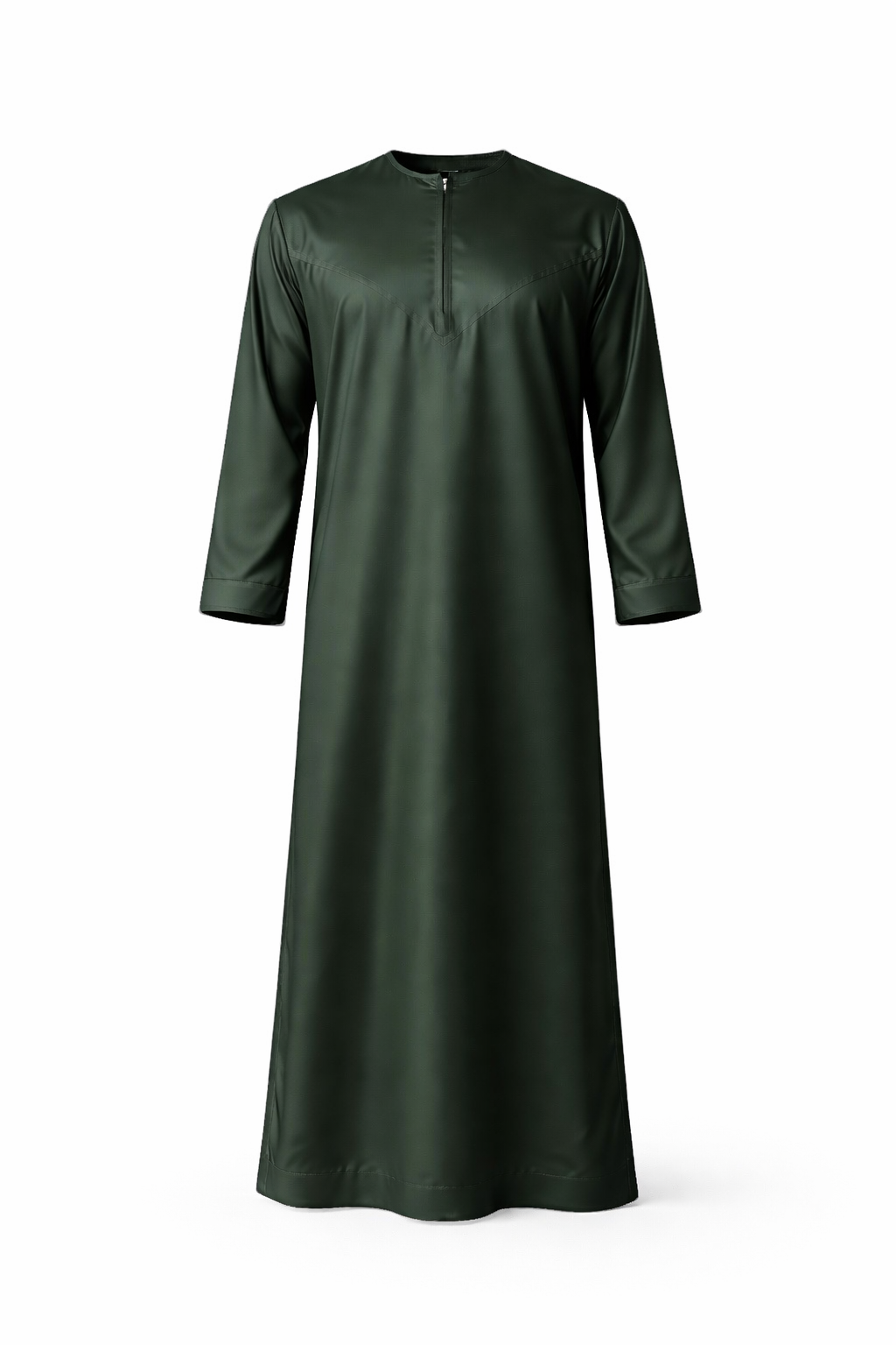 Silky Hunter Green Omani Thobe for men on white background