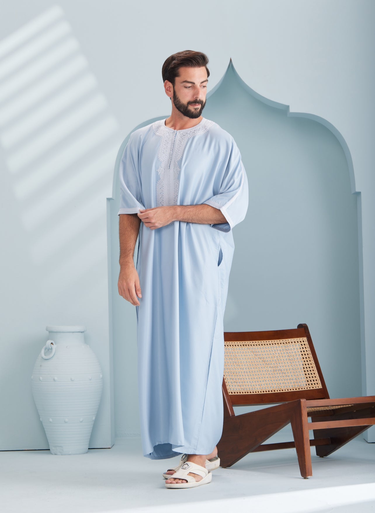 Men's Moroccan Thobe Ice Grey Tradition thobes