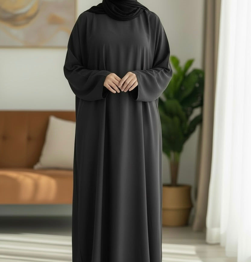 Dark Grey Closed Abaya TL Essentials