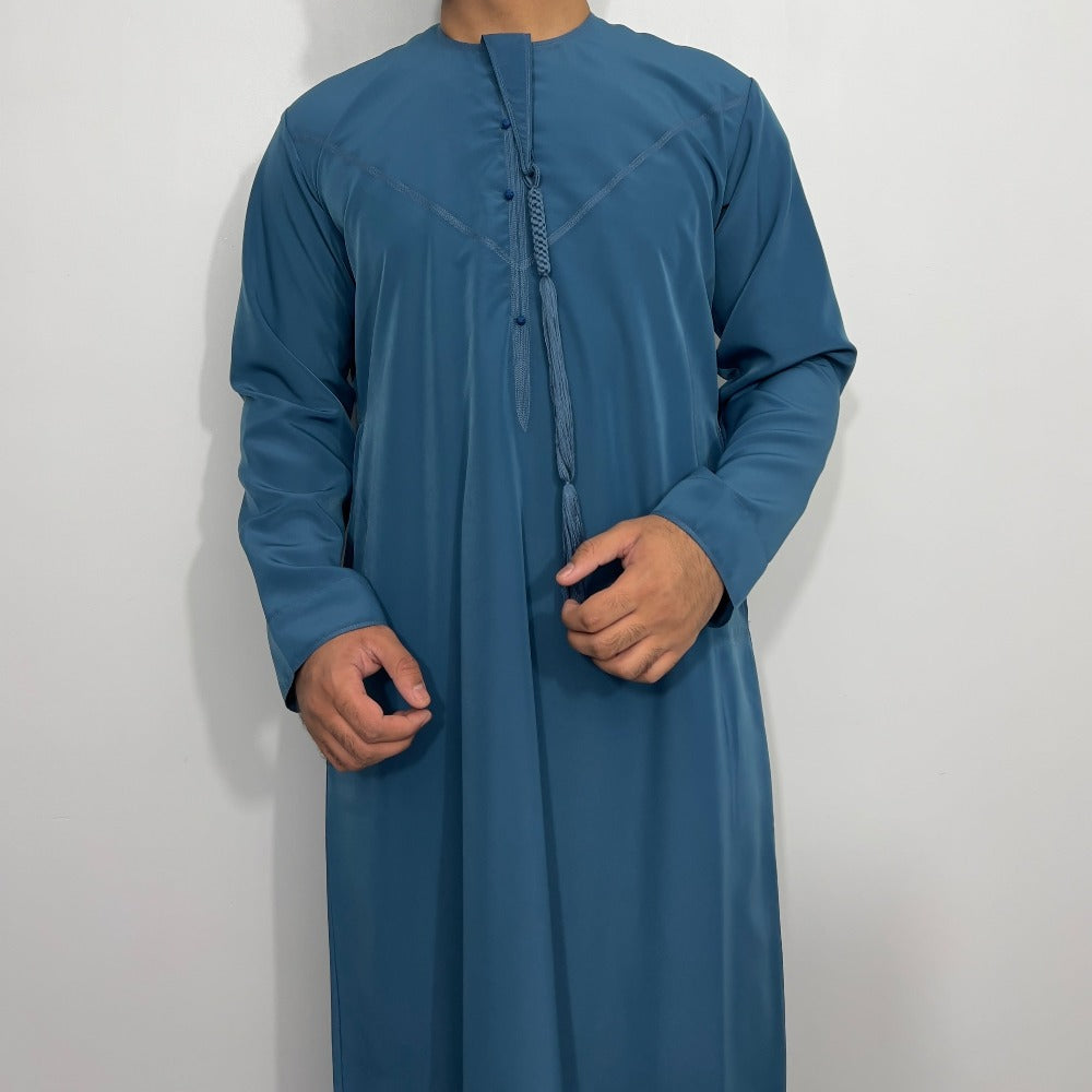 blue emirati thobe for men, mens jubba 