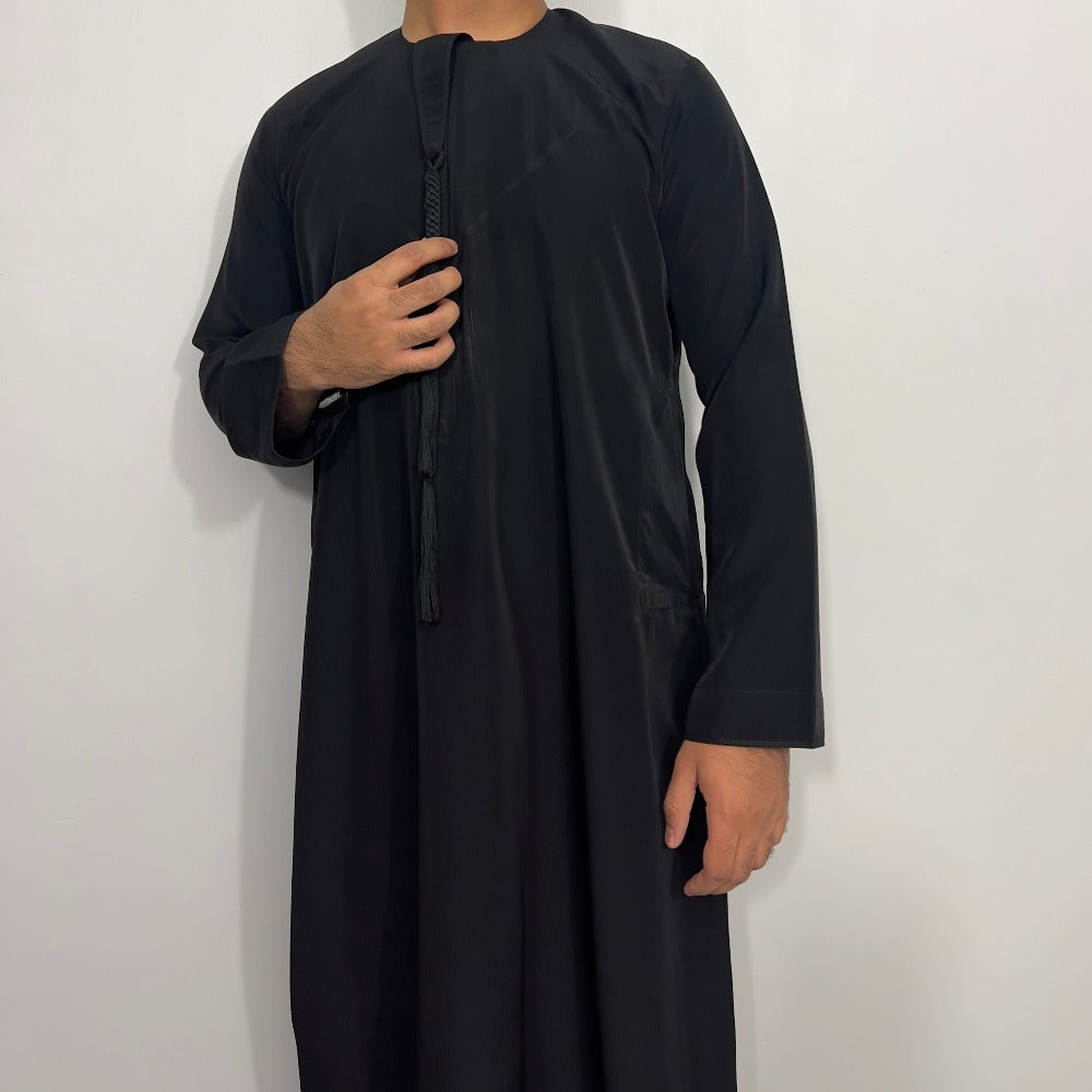 black emirati thobe for men, mens jubba 