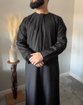 Thobeluxe Men’s Premium Emirati Thobe in Midnight Black Ramadan Collection