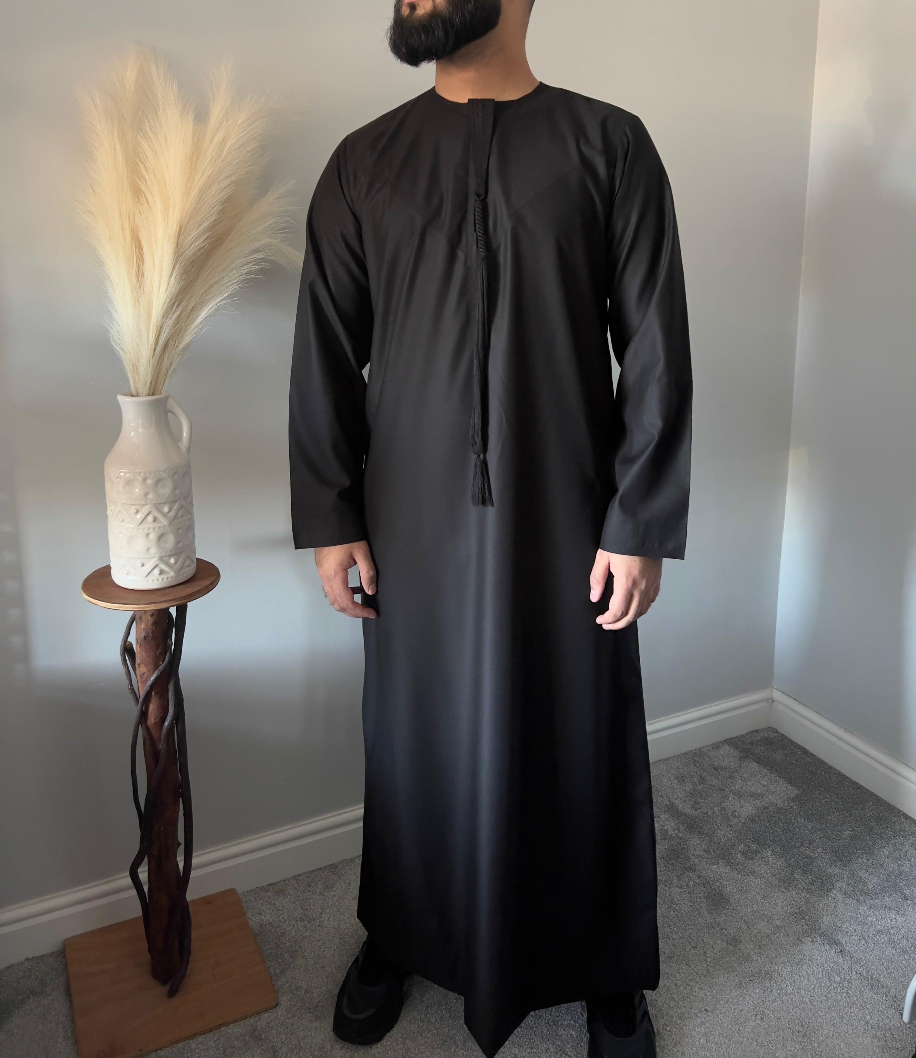 Thobeluxe Men’s Premium Emirati Thobe in Midnight Black Ramadan Collection