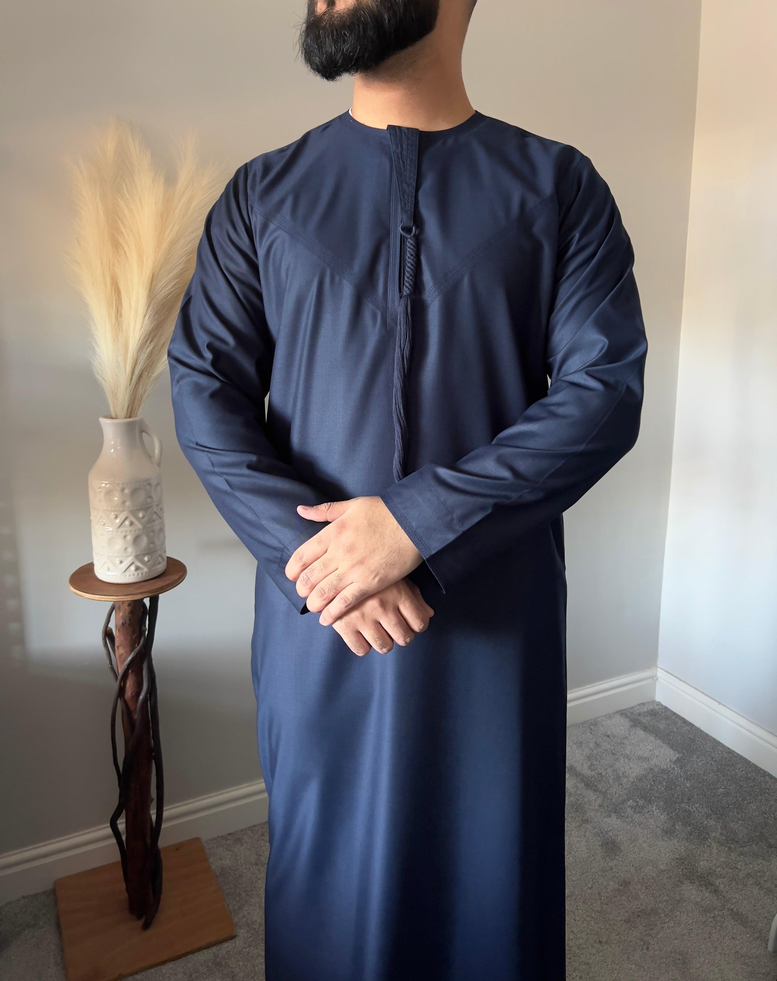 Thobeluxe Men’s Premium Emirati Thobe in Navy Blue Ramadan Collection