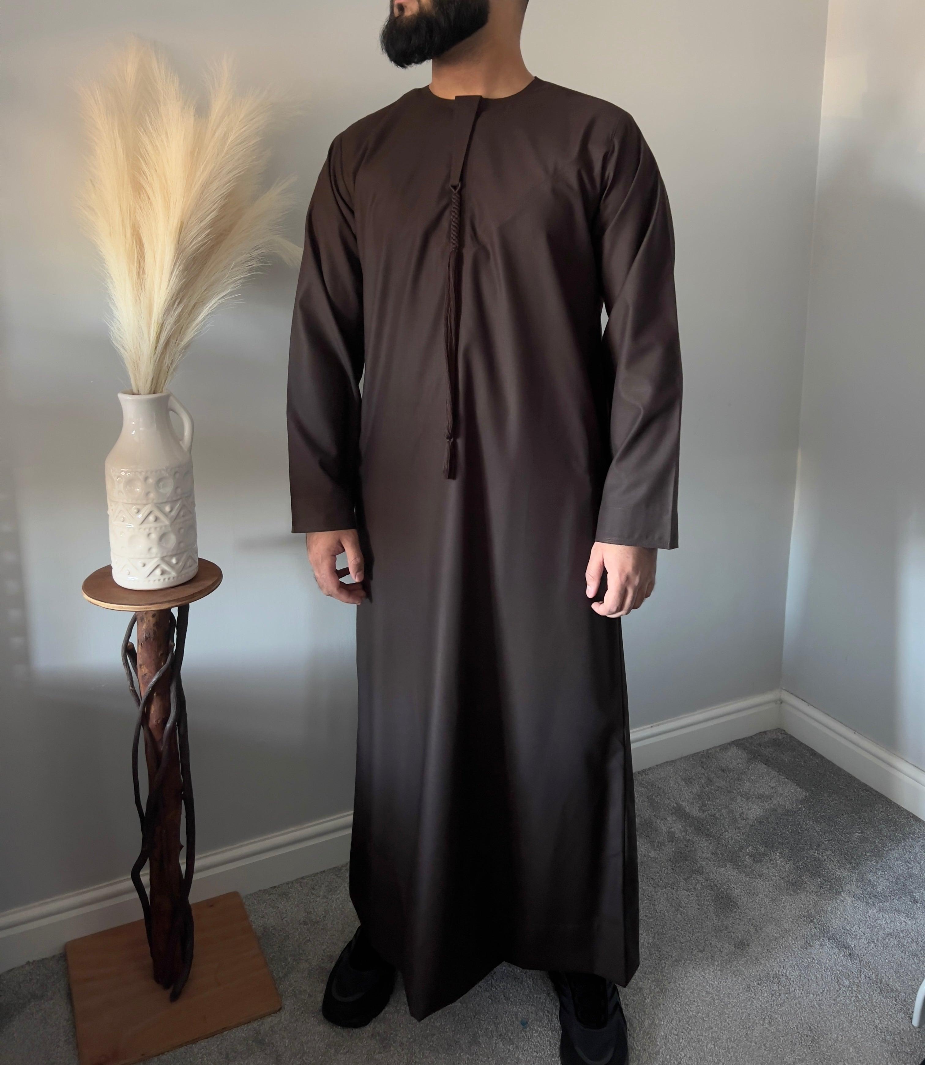 Thobeluxe Men’s Premium Emirati Thobe in Chocolate Brown Ramadan Collection
