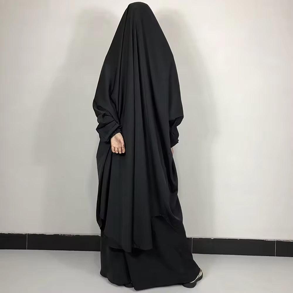 Two-Piece Jilbab in black for Muslim woman, comfortable jilbab. islamic wear