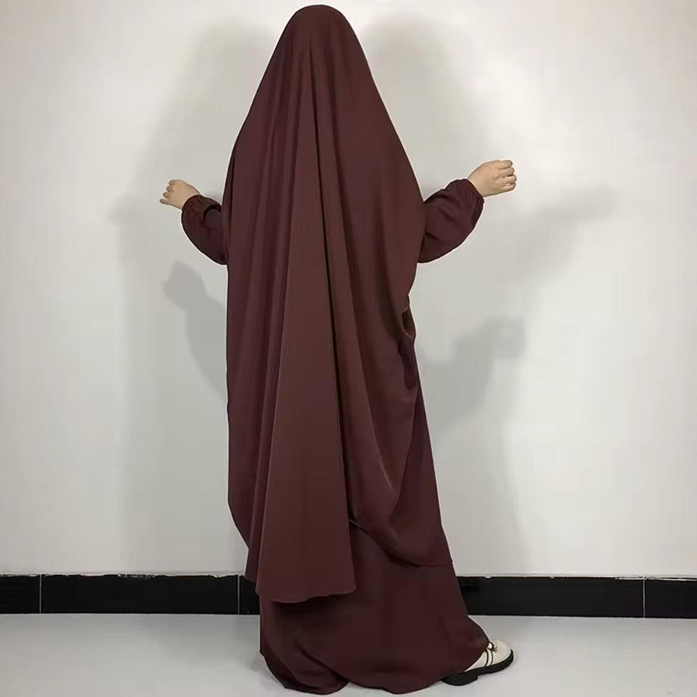 Two-Piece Jilbab in brown for Muslim woman, comfortable jilbab. islamic wear