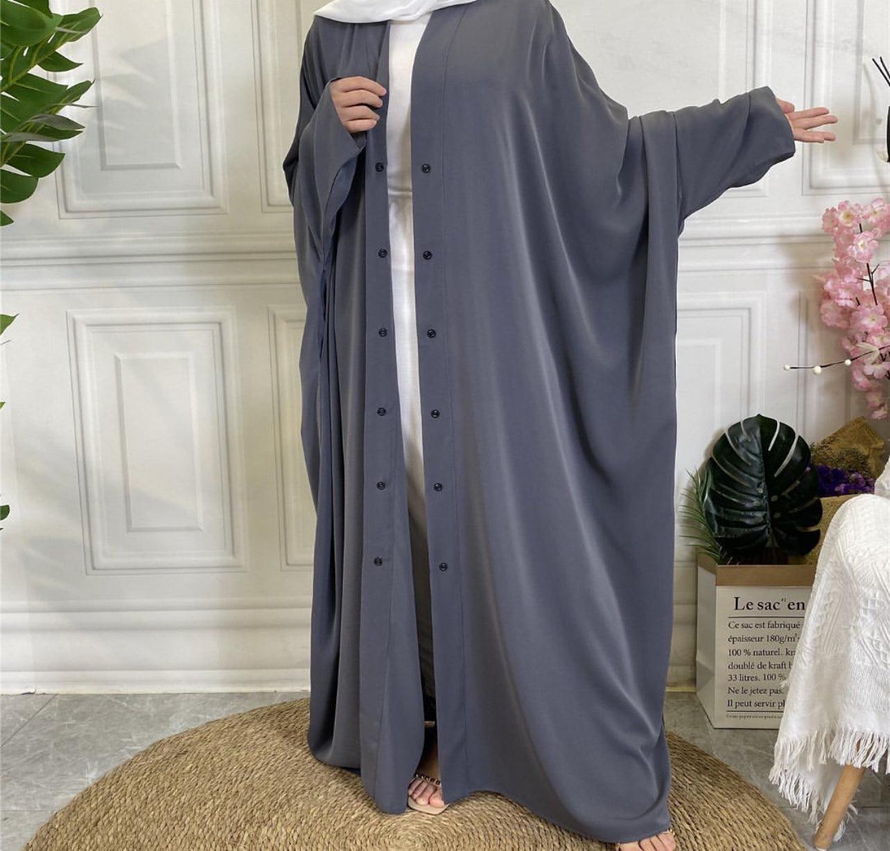 Thobeluxe Open Batwing Abaya in Grey