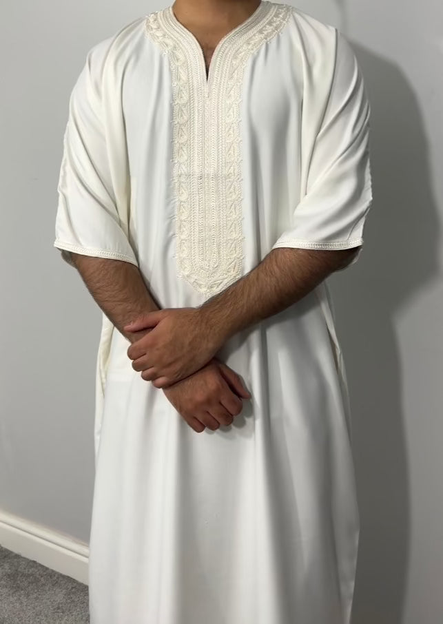 Men's Moroccan Thobe in cream, Othman Thobe