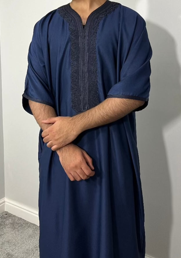 moroccan thobe, Men's Moroccan Thobe in Navy, Othman Thobe