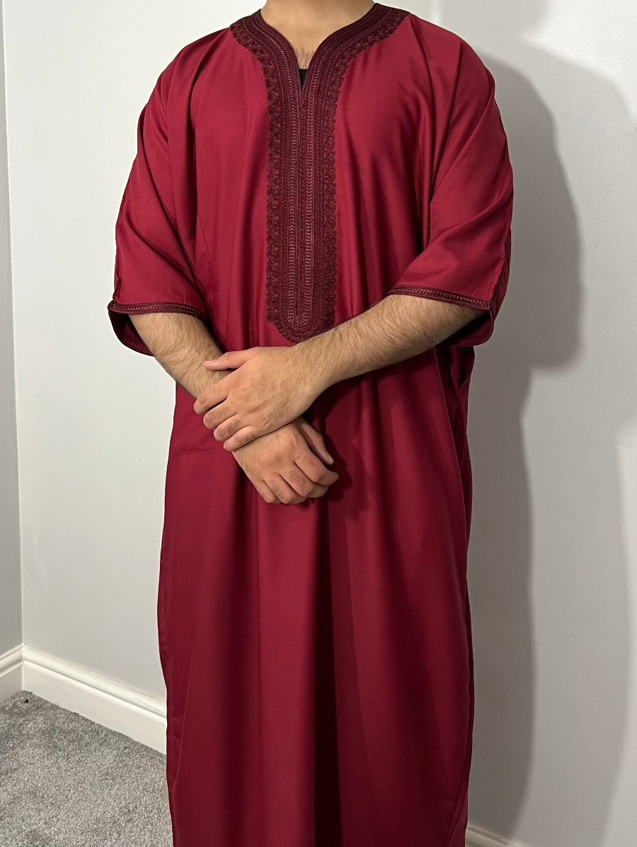 moroccan thobe, Men's Moroccan Thobe in Red, Othman Thobe