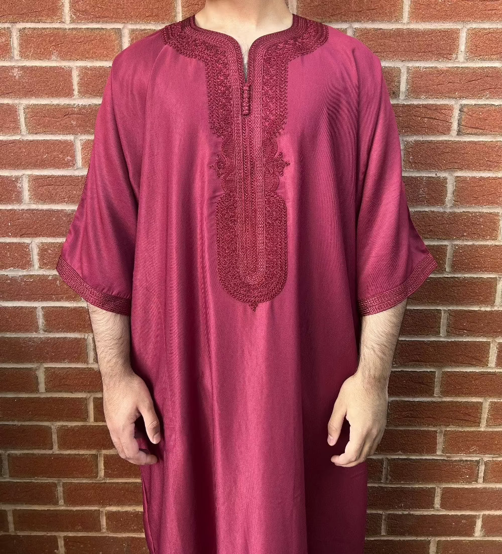 moroccan thobe, Men's Moroccan Thobe in Red, Othman Thobe