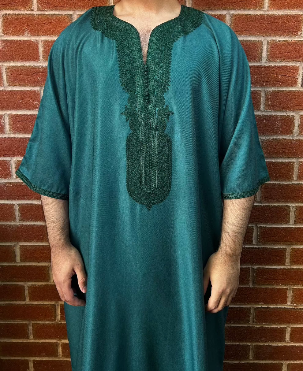 Men's Moroccan Thobe in Green, Othman Thobe