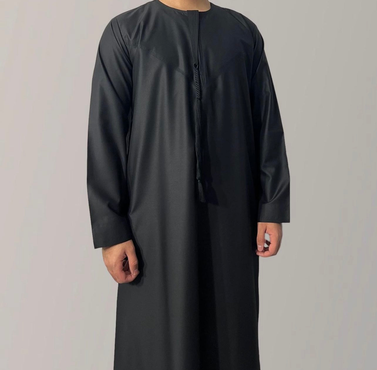 Classic Emirati Thobes for boys in black, boys jubba,