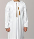 Kids Luxury Embroidered Omani Thobe, White Arabian Thobes for Kids Thobes